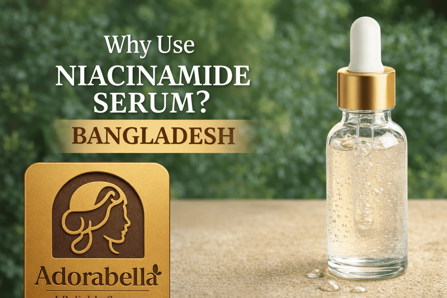 Niacinamide serum Bangladesh featured image with Adorabella logo
